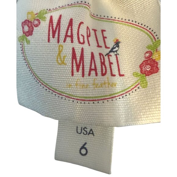 Magpie & Mabel Girls Floral Tiered Sundress 6 Blue Yellow Lace Trim Tie Straps - Picture 5 of 6